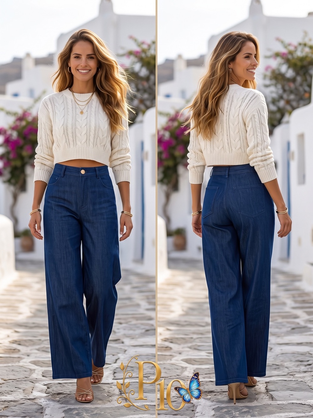 Elevated Wide-Leg High-Rise Faux Denim Pants - Dark Blue XS NWT